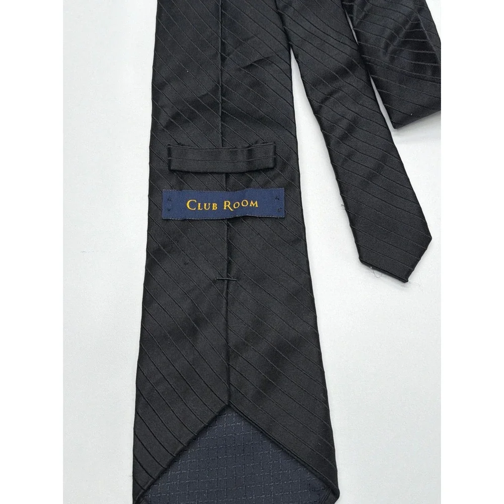 Club Room Mens Black Silk Diagonal Stripe Classic‎ Necktie Formal Business Tie
